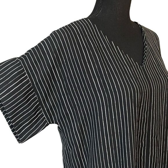 Madewell Black and White Striped Drop Shoulder Tunic Mini Dress - Picture 2 of 7